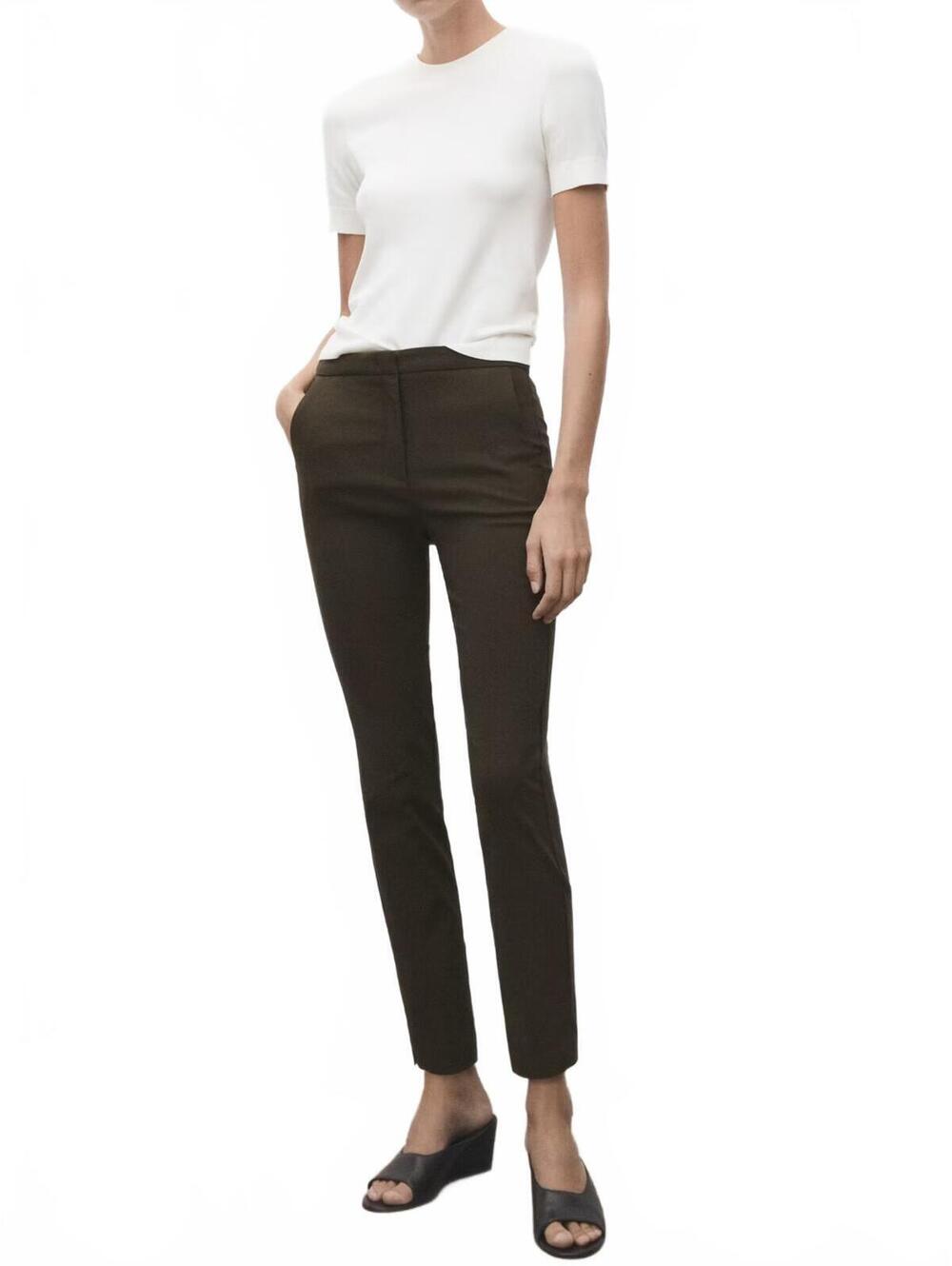 Mango Crop Skinny Pants NWT Cola Khaki Green Size 6 / EUR 38